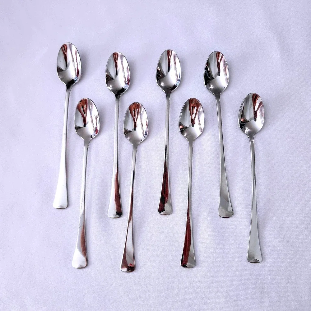 Set of 8 - Iced Tea Spoons Oneida USA Distinction Stainless‎ Flatware 7 1/2